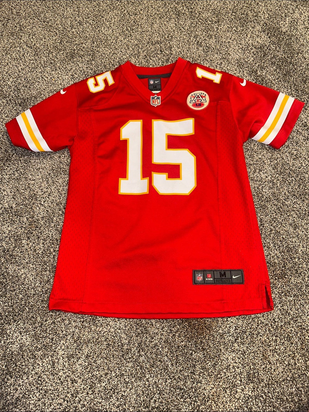 NFL Red Kansas City #15 Football Jersey with White and Gold Trim